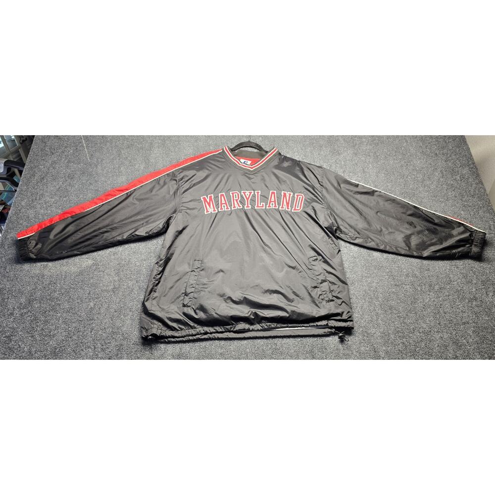 Vintage Maryland Terrapins Russell Athletics Black Pullover Jacket LARGE
